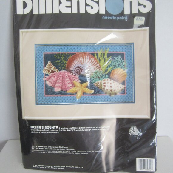 New Vtg  1991 Dimensions Ocean Bounty Needlepoint Kit Karen Avery  Rare 2392 - Picture 1 of 6
